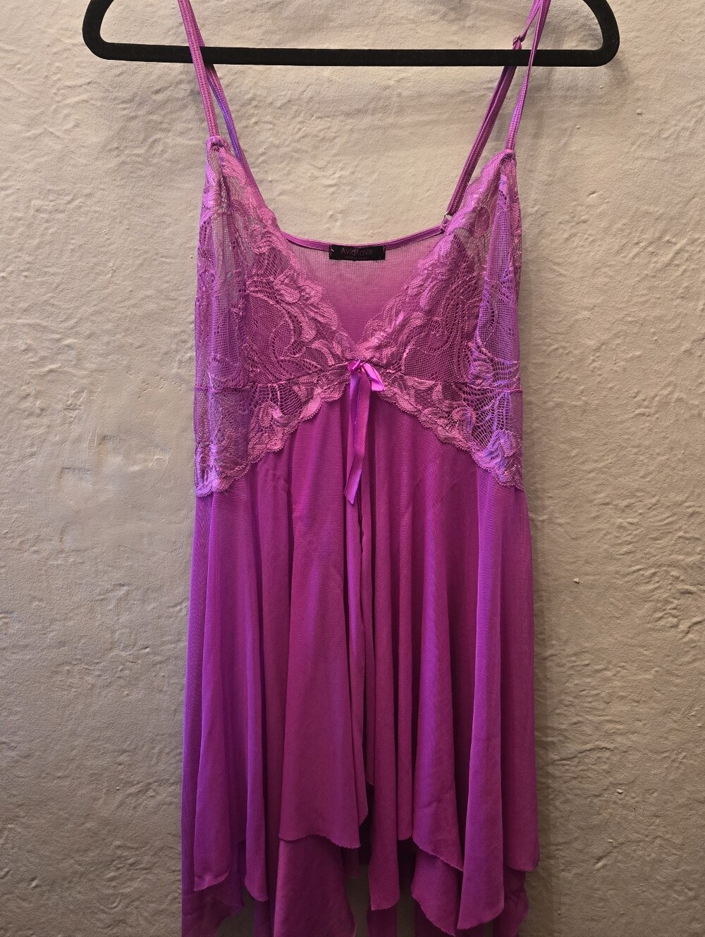 Avidlove Fuchsia Sheer Lace Babydoll Flyaway Lingerie Chemise